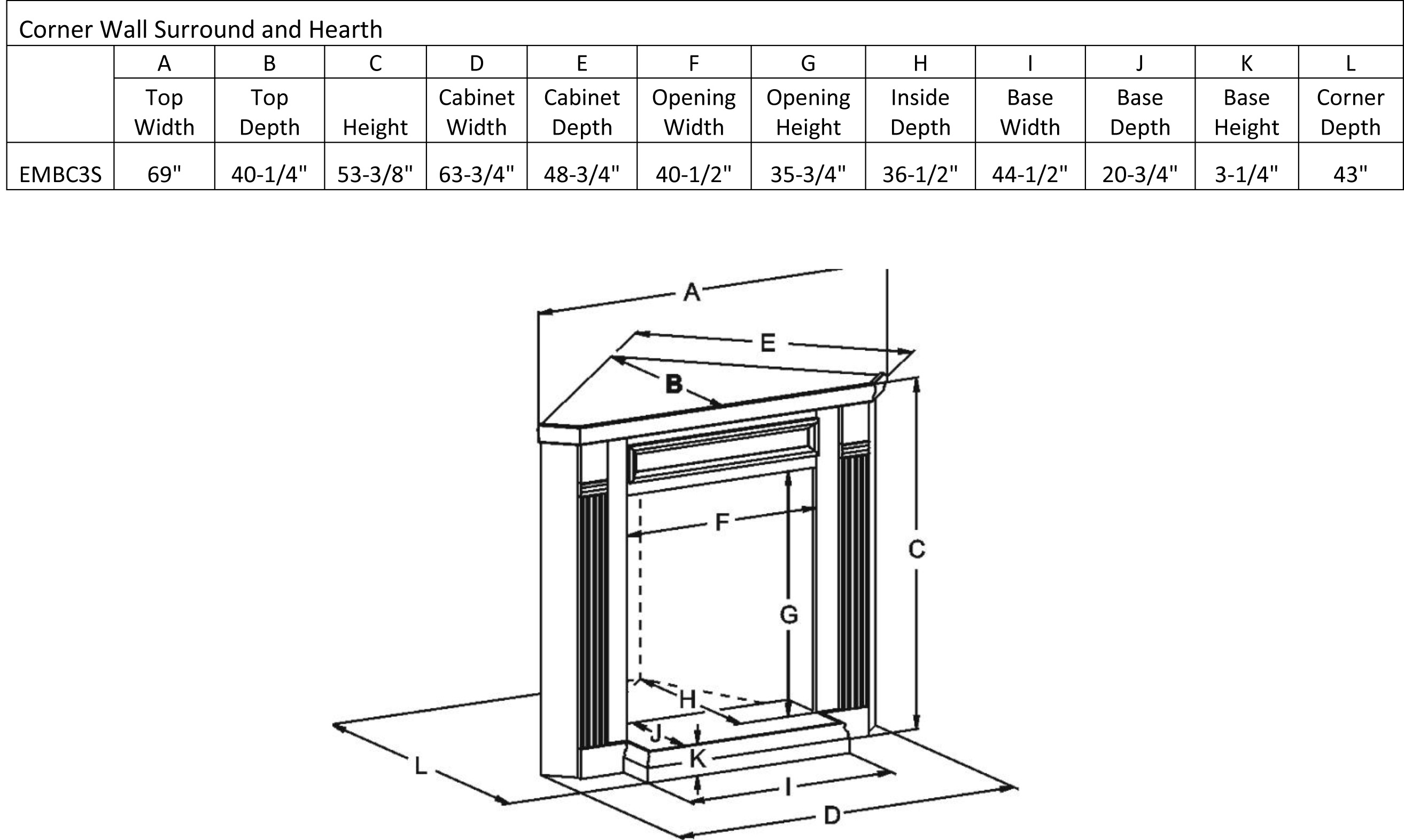 Tahoe Premium Corner Surround Hearth Only By Ventless Gas
