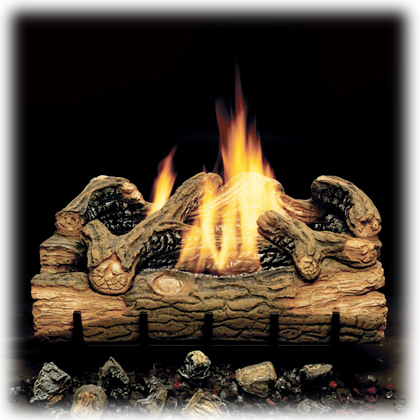 Monessen Charred Hickory Ventless Gas Logs - Manual Control - 24 inch - Natural Gas