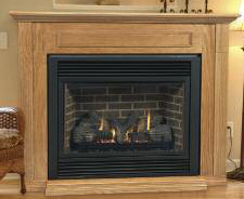 Aria 32 Inch Ventless Gas Fireplace - Remote Ready - with Wall Surround and Hearth